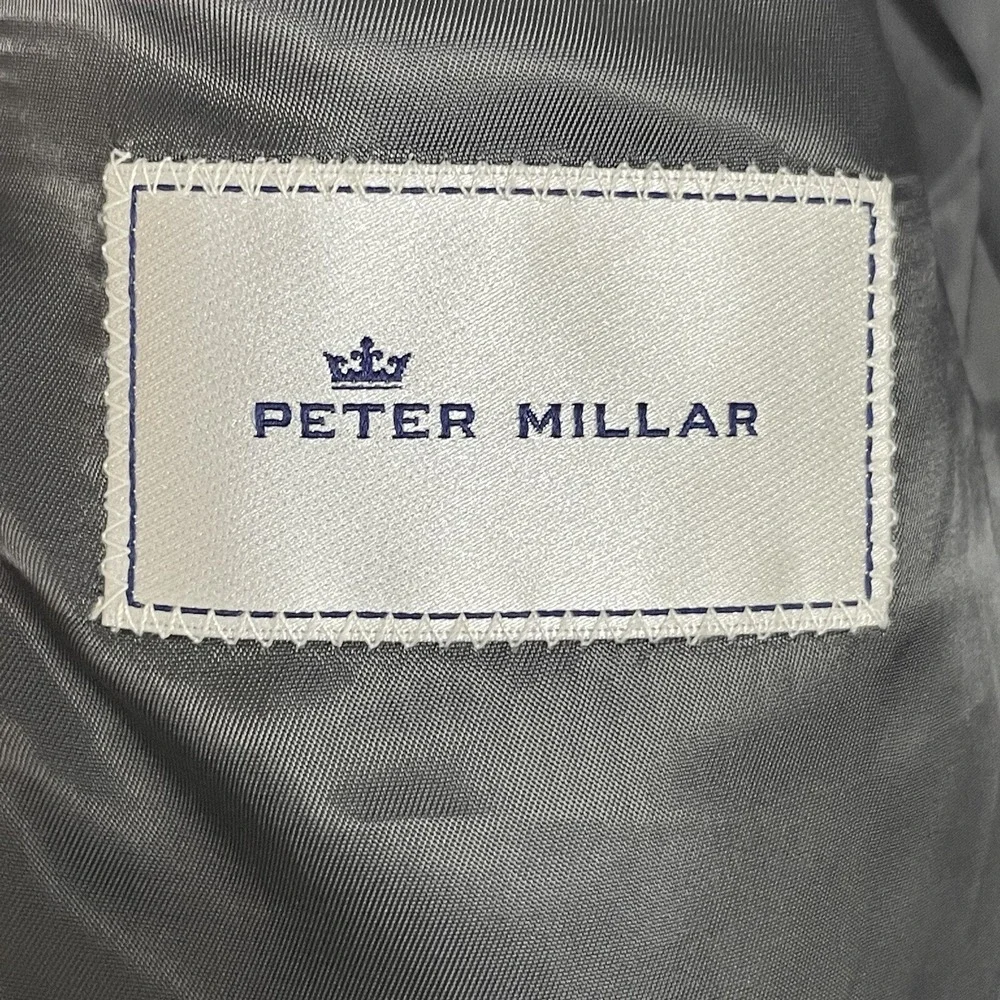 Peter Millar Wool Sharkskin Gray Blue Plaid Sports‎ Coat 44T Blazer